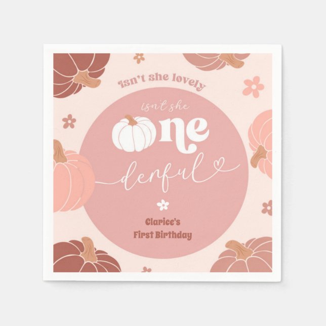 Guardanapo de papel para 1º aniversário Abóbora Re (Frente)