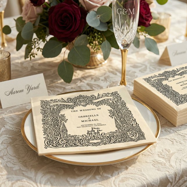 Guardanapo de papel para casamento em castelo vint (Criador carregado)