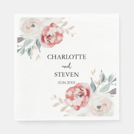 Guardanapo de papel para casamento floral elegante