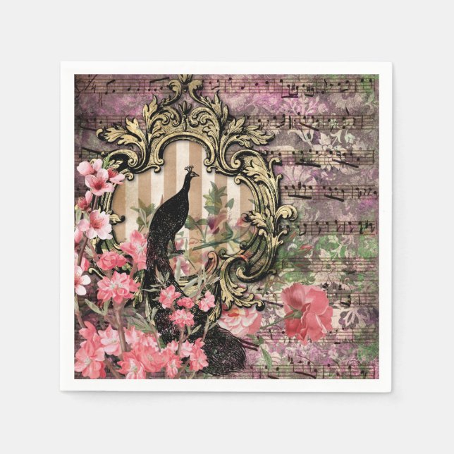 Guardanapo de papel para casamento francês rosa pa (Frente)