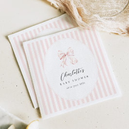 Guardanapo de papel para chá de bebê com laço rosa