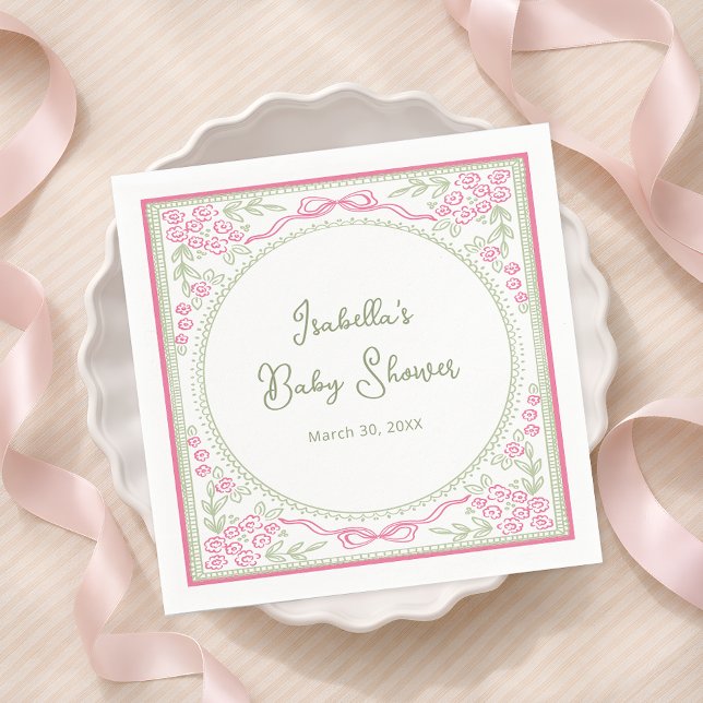 Guardanapo de papel para chá de bebê Floral Rosa e (Criador carregado)