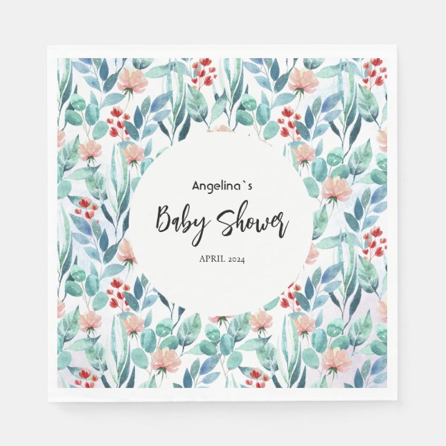 Guardanapo de papel para chá de fraldas bonitinho. (Frente)