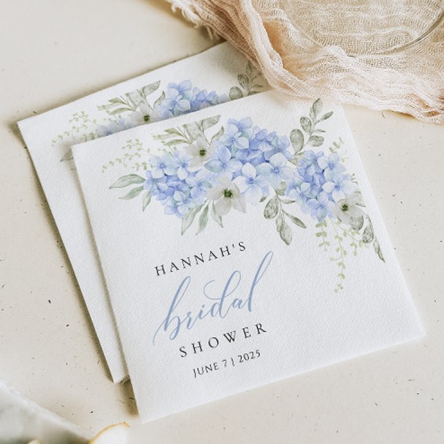 Guardanapo de papel para chá de noiva floral azul  (Criador carregado)