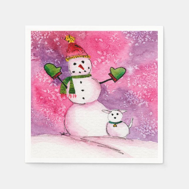 Guardanapo de papel para cocktail Snowman with Dig (Frente)