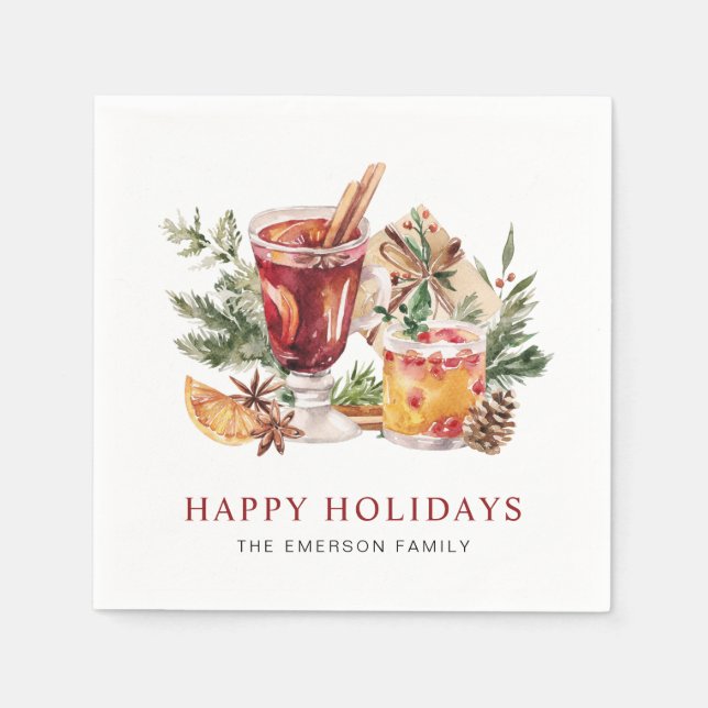 Guardanapo de papel para coquetel Feliz Natal (Frente)