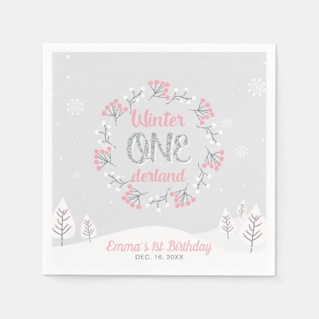 Guardanapo de papel para festa de 1º aniversário W (Frente)