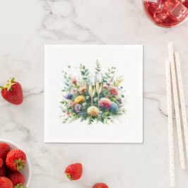 Guardanapo de papel para festa de champanhe floral