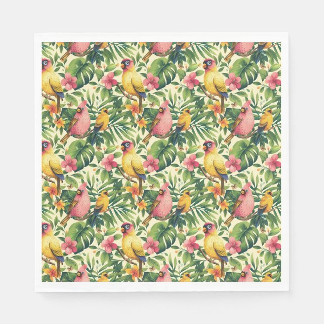 Guardanapo de papel para festa de flores e pássaro (Frente)