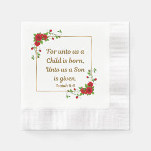 Guardanapo De Papel “Para Nós Um Filho Nos É Dado” Coquetel Isaiah 9:6