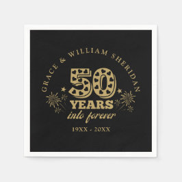 Guardanapo De Papel Para Sempre 50º Aniversário Preto e Dourado