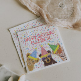 Guardanapo De Papel Parabéns animais de festa de aniversário personali