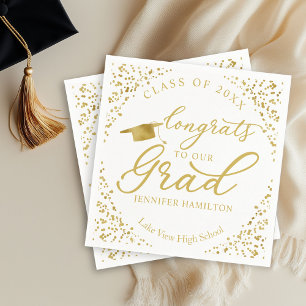 Guardanapo De Papel Parabéns ao Nosso Graduado Graduação Dourada Branc