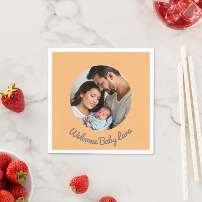 Guardanapo De Papel Parabéns bebê garoto pêssego bem-vindo (Insitu)