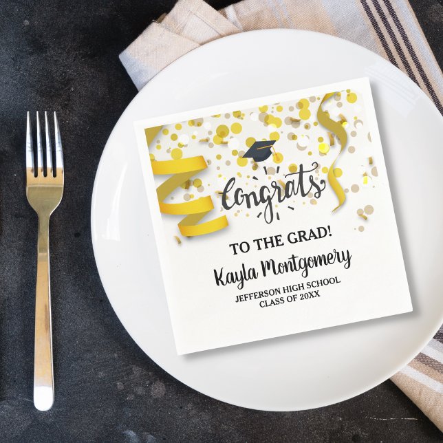 Guardanapo De Papel Parabéns Boné Dourado Confetti Festivo Personaliza (Criador carregado)