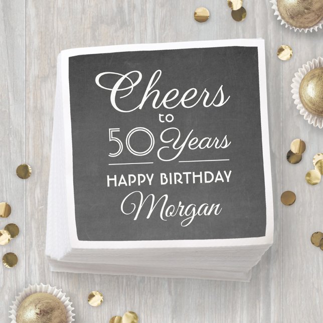 Guardanapo De Papel Parabéns de Aniversário em Quadro Negro Preto e Br (Criador carregado)