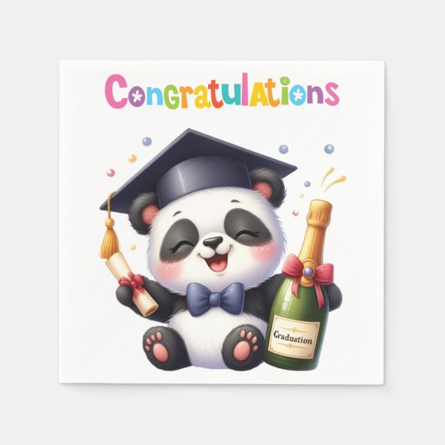 Guardanapo De Papel Parabéns de Panda para Graduação (Frente)
