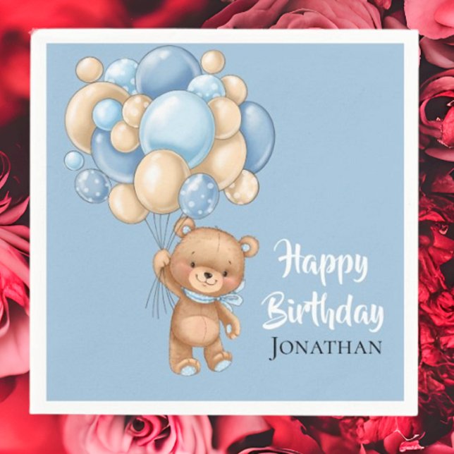 Guardanapo De Papel Parabéns do ursinho - Azul (Planning A Party Is Fun When You Shop With Us. Find Everything You Need)