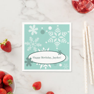 Guardanapo De Papel Parabéns Feliz Aniversário Feliz, Turquesa-Azul-Ná