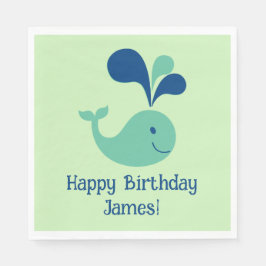 Guardanapo De Papel Parabéns festejo de baleias de aniversário Napkin
