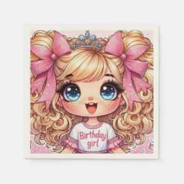 Guardanapo De Papel Parabéns, garota loira Chibi Napkins