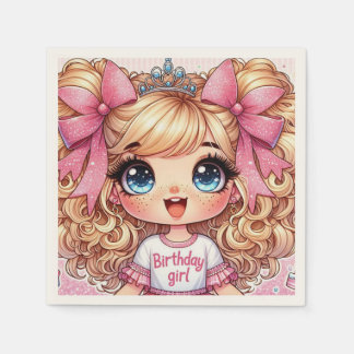 Guardanapo De Papel Parabéns, garota loira Chibi Napkins