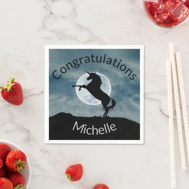 Guardanapo De Papel Parabéns gerais da Lua de Unicorn Silhouette (Insitu)