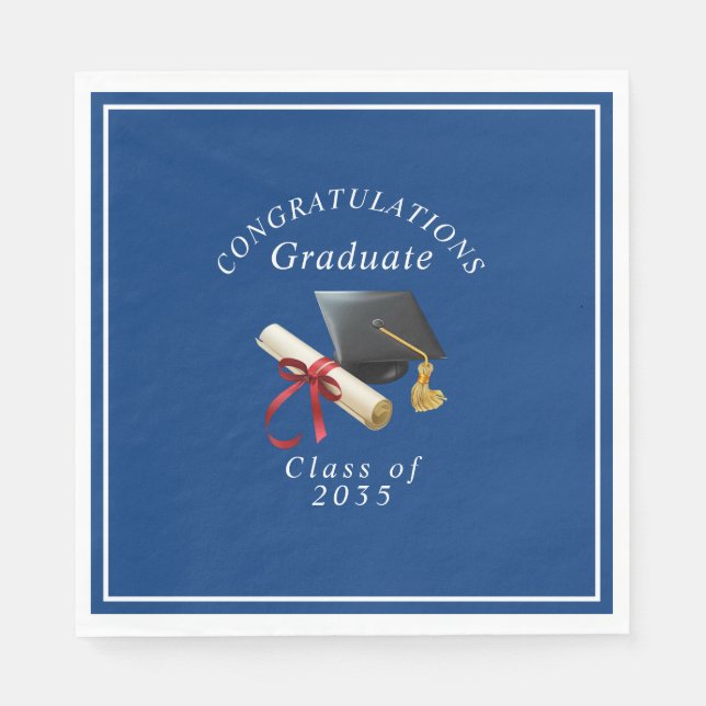 Guardanapo De Papel Parabéns Graduado Chapéu de Mortar Diploma (Frente)