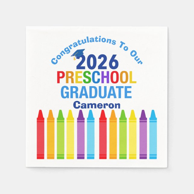Guardanapo De Papel Parabéns Graduado da Pré-Escola Festa Personalizad (Frente)
