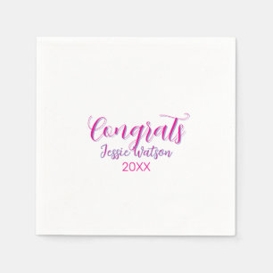 Guardanapo De Papel Parabéns graduado rosa roxo nome ano 20XX data