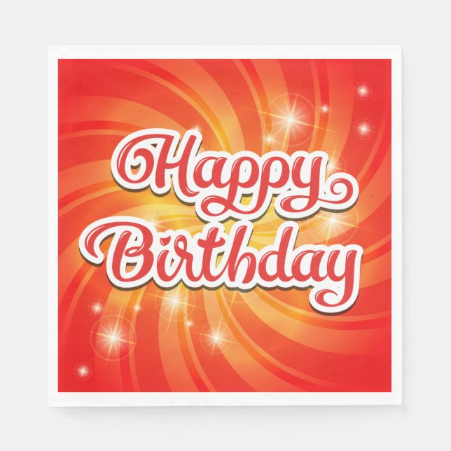 Guardanapo De Papel Parabéns Laranja de aniversário (Frente)