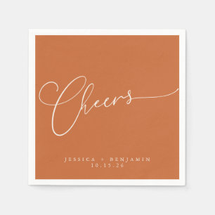 Guardanapo De Papel Parabéns Minimal Laranja Queimada Roscas Casamento
