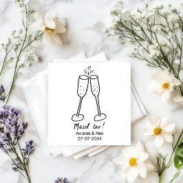 Guardanapo De Papel Parabéns Noivado Champanhe Brinde Esboço PERSONALI