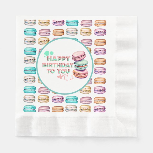 Guardanapo De Papel Parabéns Para Você | Macaron (Frente)
