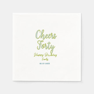 Guardanapo De Papel parabéns quarenta nome verde azul pastel aniversár