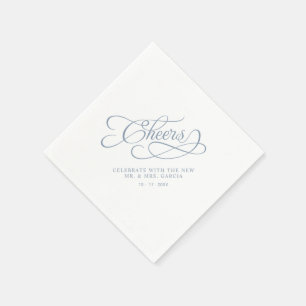 Guardanapo De Papel Parabéns Sr & Sra Casamento Caligrafia Azul Poeira