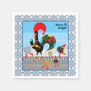 Guardanapo De Papel Parada de Natal Festiva do Galo Português