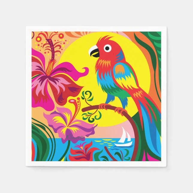 Guardanapo De Papel Paraíso de Papagaios Tropicais (Frente)