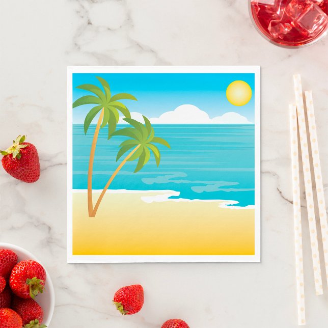 Guardanapo De Papel Paraíso de Praia Tropical com Palmeiras (Criador carregado)