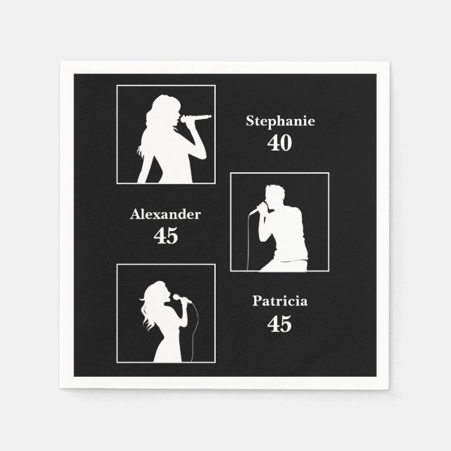 Guardanapo De Papel Parceiro Aniversário triplicou o divertido negro m (Frente)