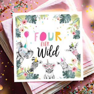Guardanapo De Papel Parceiros Safari Girl Quatro Todos Os Aniversário 