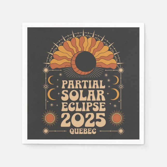 Guardanapo De Papel Parcial Solar Eclipse 2025 Quebec Canadá (Frente)