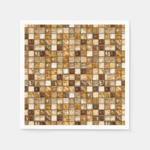 Guardanapo De Papel Parede de Azulejo Mosaico Marrom e Bege