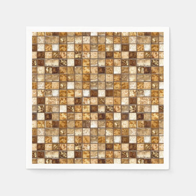 Guardanapo De Papel Parede de Azulejo Mosaico Marrom e Bege (Frente)
