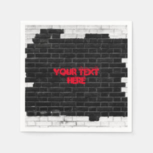 Guardanapo De Papel Parede de Brick Preto e Branco Personalizado