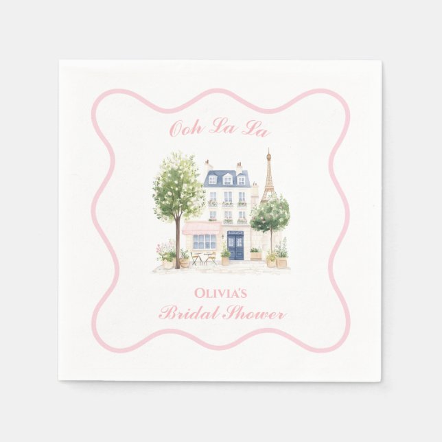 Guardanapo De Papel Paris Bridal Shower Parisian Cafe (Frente)