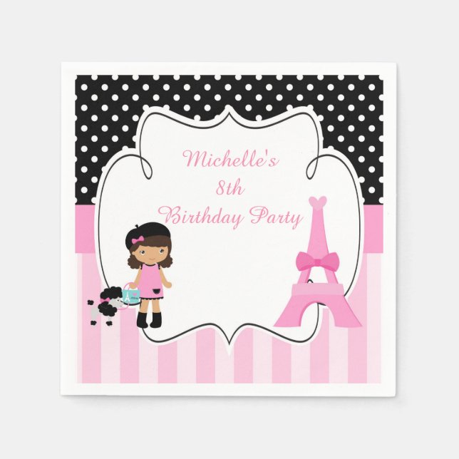 Guardanapo De Papel Paris Eiffel Tower African American Girl (Frente)