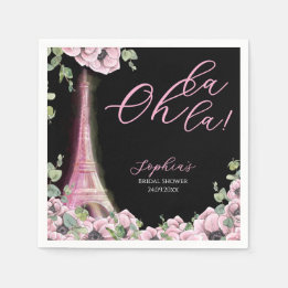 Guardanapo De Papel Parisian Black Pink Floral Paper Napkin