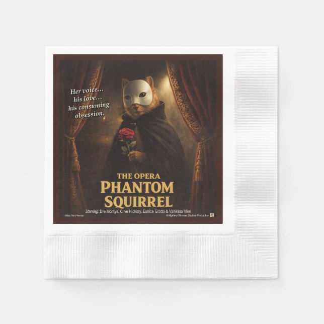 Guardanapo De Papel Paródia de Esquilo Fantasma da Ópera (Frente)