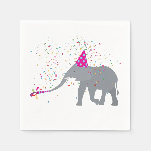 Guardanapo De Papel Partida de elefantes - Animais com festa (Frente)